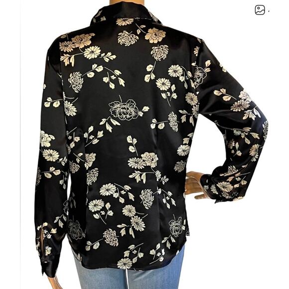 Vintage Notations button up satin floral shirt dark academia fairy whimsigoth M - Picture 9 of 16